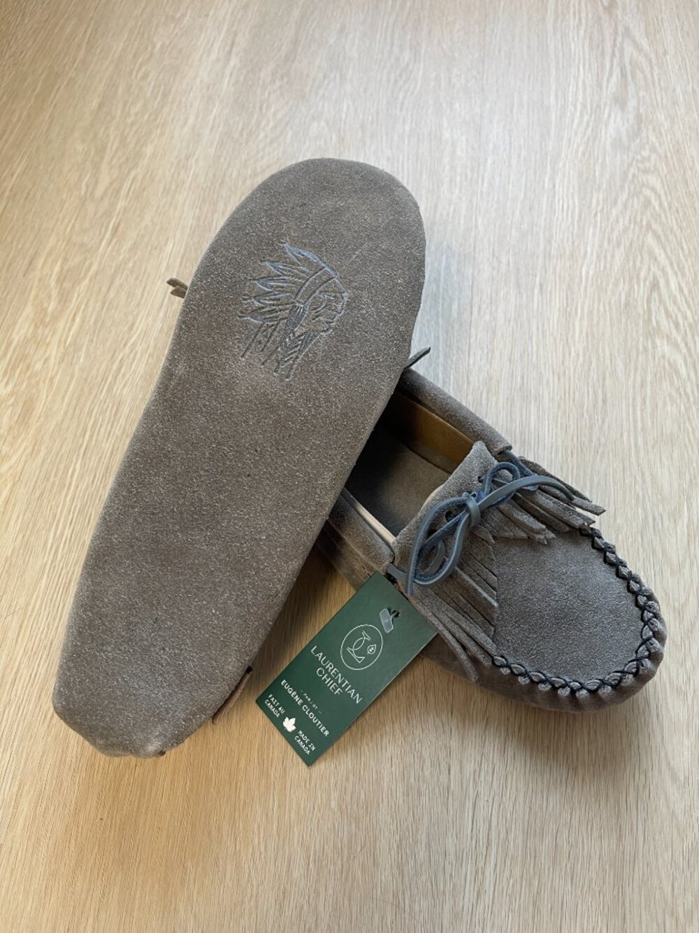 Laurentian Chief Grey Suede Moccasins - NWT Women's Size 10